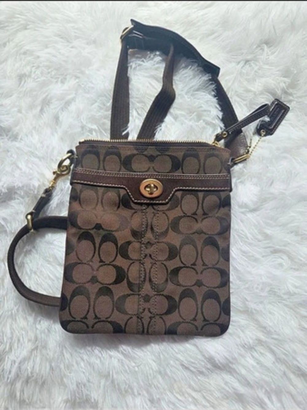 Coach Signature File Crossbody Bag Brown